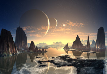 Alien Planet with Moons © diversepixel