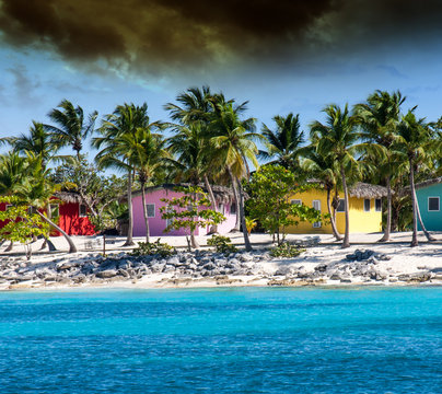 Colorful Caribbean houses tropical vivid colors