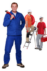 Fototapeta premium Manual worker with step ladder