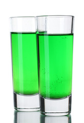 Two glasses of absinthe isolated on white