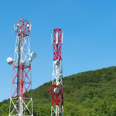 Obraz premium broadcasting towers In mountains