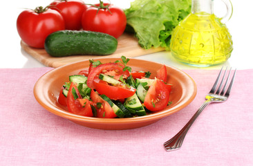 Fresh salad with tomatoes and cucumbers