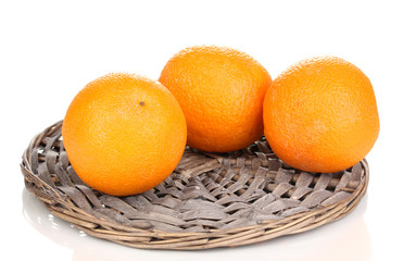 Oranges on the board isolated on white