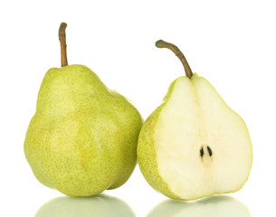 Ripe pears isolated on white