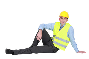 Engineer sitting on the ground