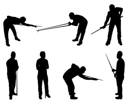 set of snooker player silhouettes