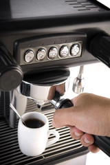 Making espresso in coffee maker
