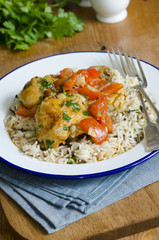 Chicken paprika with rice