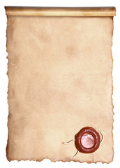 Old paper with wax seal
