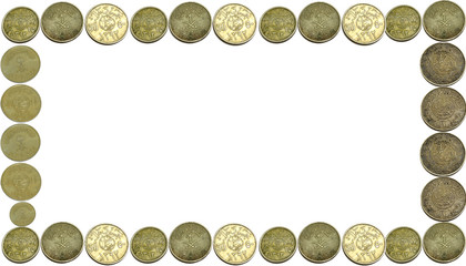 Coins currency frame Isolated With a white background