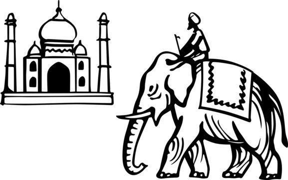 Taj Mahal and Indian Elephant