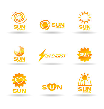 Set of sun energy icons.