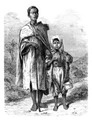 Arabian blind Beggar & Child