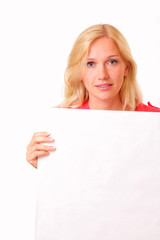 Beautiful young woman with a sheet of paper