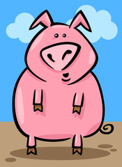 cartoon illustration of farm pig