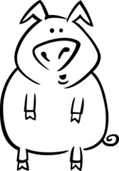 Cartoon pig for coloring page