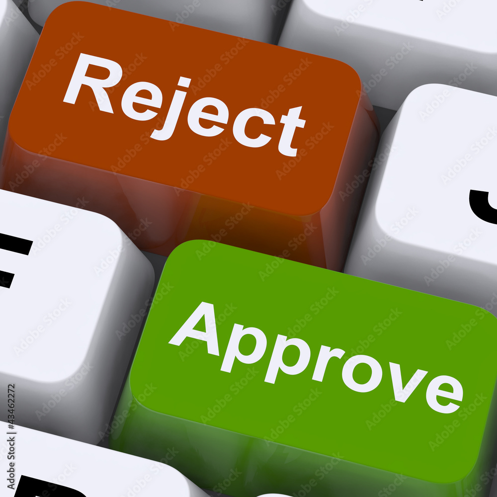 Poster approve reject computer keys showing accept or decline