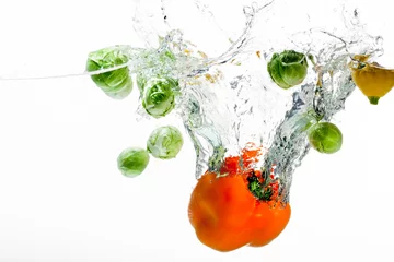 Crédence de cuisine en verre imprimé Éclaboussures deau Poivre orange et fruits