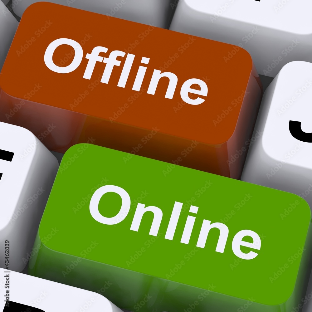 Poster offline online keys show internet communication status