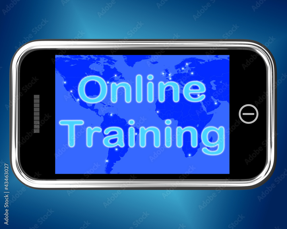 Poster online training mobile message shows web learning