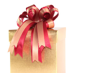 Gift Box with Ribbon on White Background