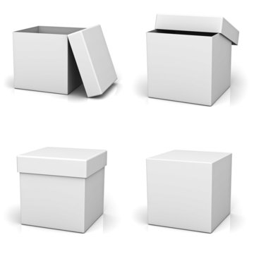 Collection of blank box on white background