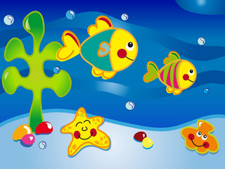 Plakat cartoon seascape