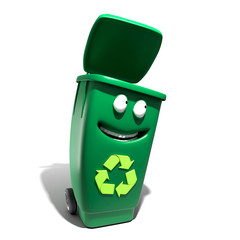 Poubelle recyclage mascotte