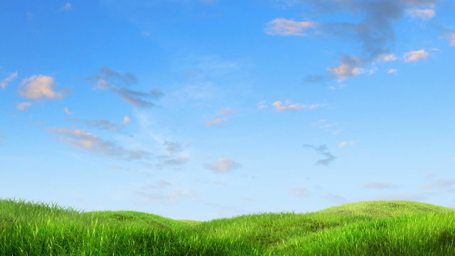 meadow and sky background, 3d animation