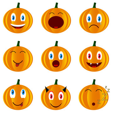 Nine pumpkins