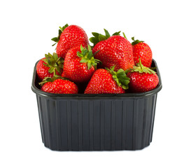 Plastic tray with strawberries