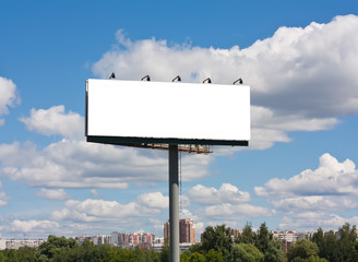 Blank billboard on blue sky background