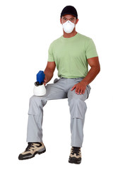 Man with a pressure sprayer