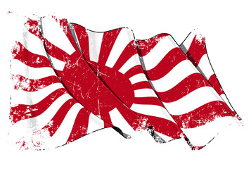 Japans Imperial Navy Flag Grunge - obrazy, fototapety, plakaty