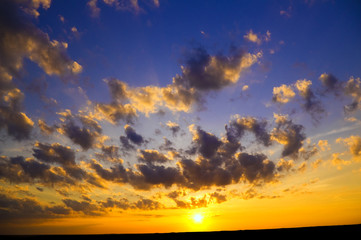 sunrise over summer field.