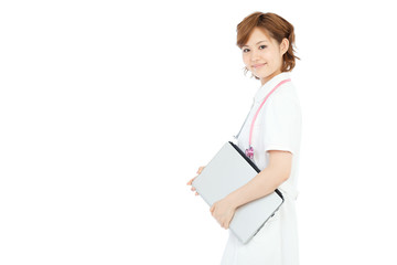 Beautiful young nurse. Portrait of asian.