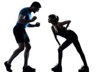 aerobics intstructor  with mature woman exercising