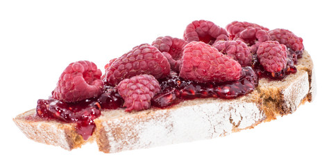 Bread with Raspberry Jam on white