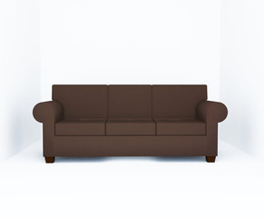 Sofa, Brown color furniture in the empty room