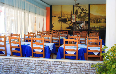 Restaurant tables in Baska