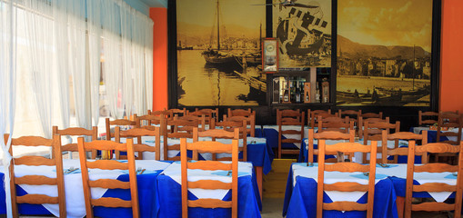 Restaurant tables in Baska