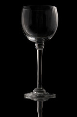 empty glass of wine over black background
