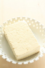 Freshness Tofu on white bowl with copy space