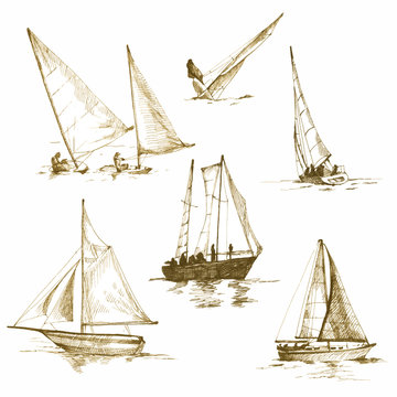 yachts,drawings converted to vector