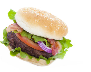 Bacon Hamburger isolated on white