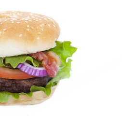 Bacon Hamburger isolated on white