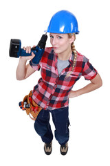 Attractive female carpenter