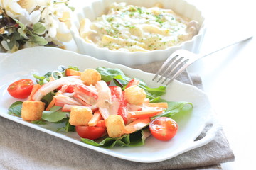 Crab Kamaboko and vegetable salad