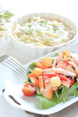 Crab Kamaboko and vegetable salad