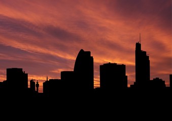 Fototapeta na wymiar London skyline at sunset illustration
